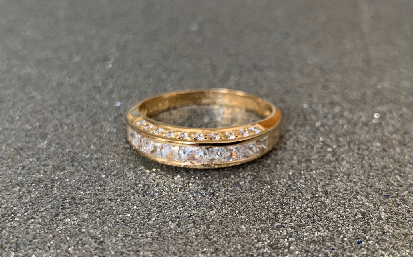 Anillo de compromiso de circonio cúbico de oro de 14k, anillo de boda, anillo de aniversario, regalo de cumpleaños para ella, tamaño Reino Unido S, EE.UU. 9 1/4