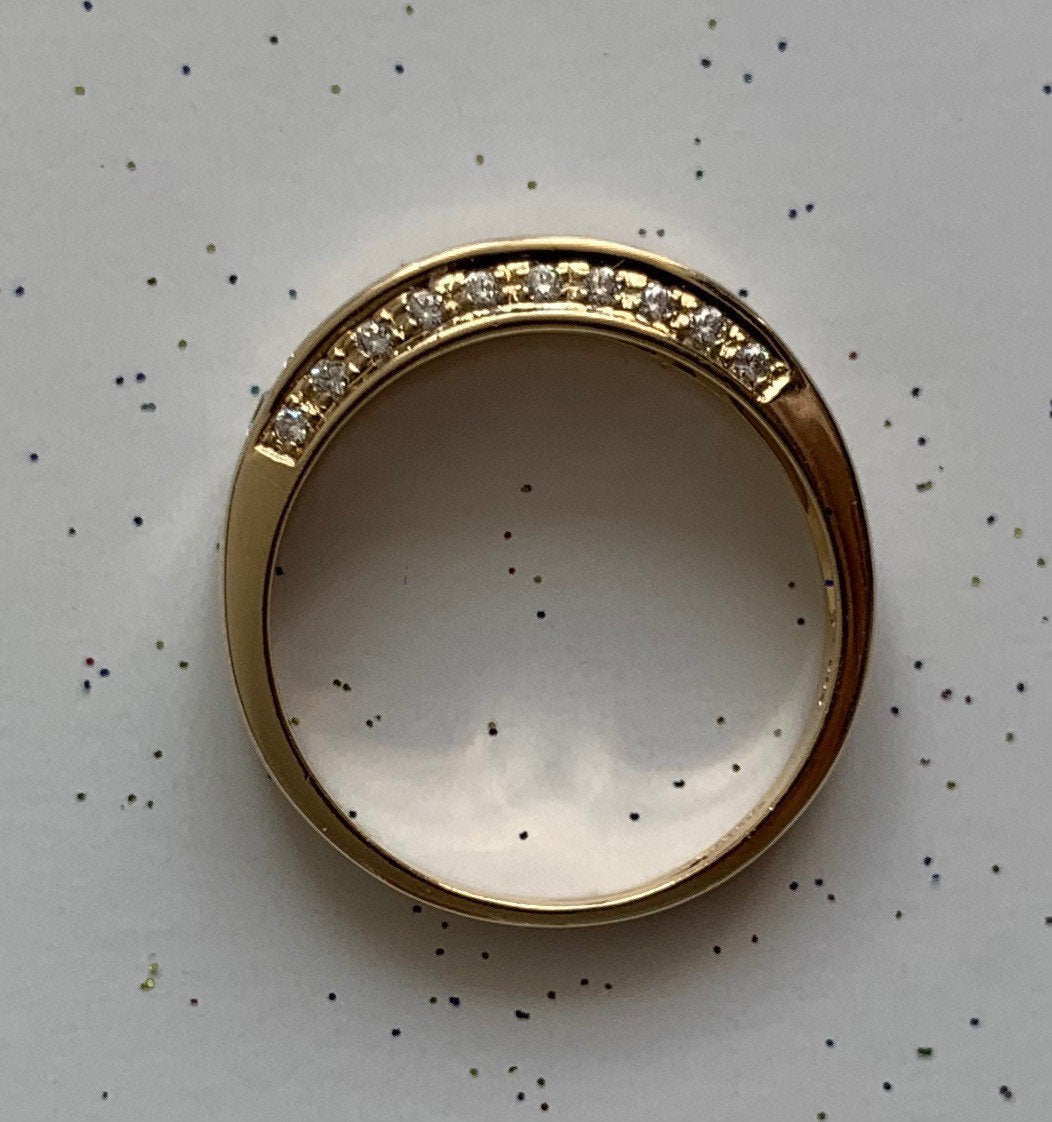 Anillo de compromiso de circonio cúbico de oro de 14k, anillo de boda, anillo de aniversario, regalo de cumpleaños para ella, tamaño Reino Unido S, EE.UU. 9 1/4