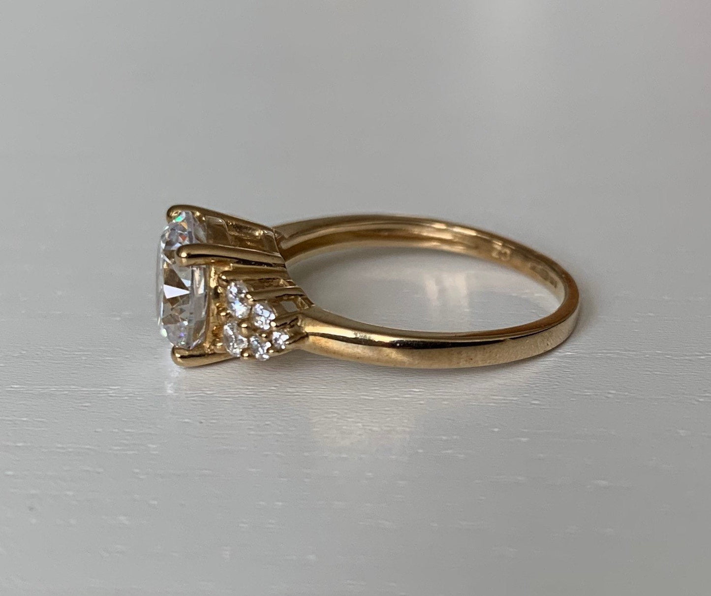 Approx. 2ct CZ Diamond 9k Gold Engagement Ring,Anniversary Bridal Wedding Gift,Birthday Gift For Her