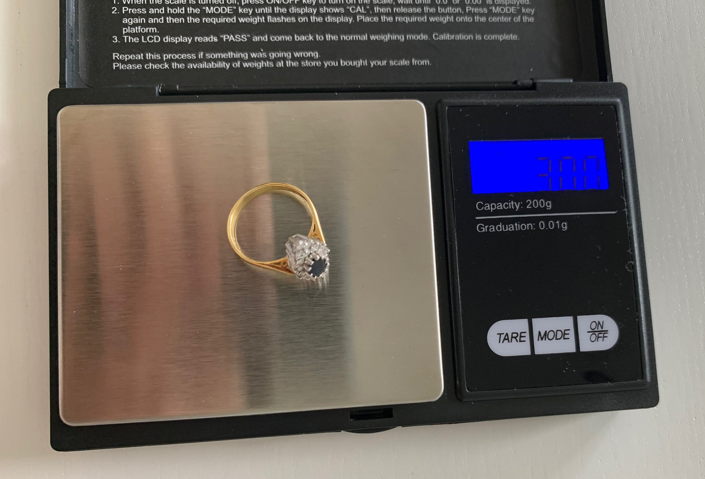 Vintage 18k Gold Sapphire and Diamond Ring,Engagement Anniversary Birthday Gift,Cocktail Ring,September Birthstone,Size K 1/2,US 51/2