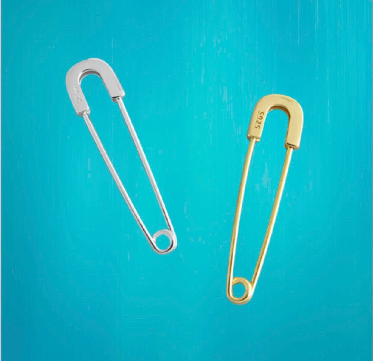 Pendientes de clip de papel de plata de ley 925 y vermil de oro amarillo de 18 k, pendientes de pasador de seguridad, pendientes apilables, pendientes de lóbulo de oreja de cartílago