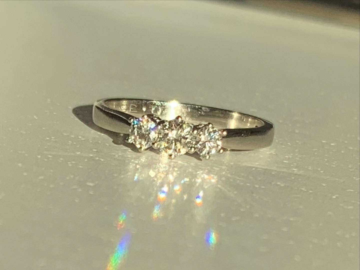 Vintage 0.35 CTW Diamond Trilogy Platinum Ring,Engagement Ring,Anniversary Ring,April Birthstone,Size UK M,US 6 1/4