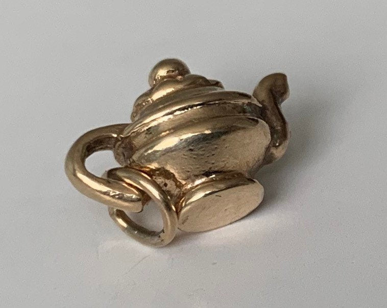 Encanto/colgante de tetera de oro amarillo macizo vintage de 9 quilates (3,00 g)