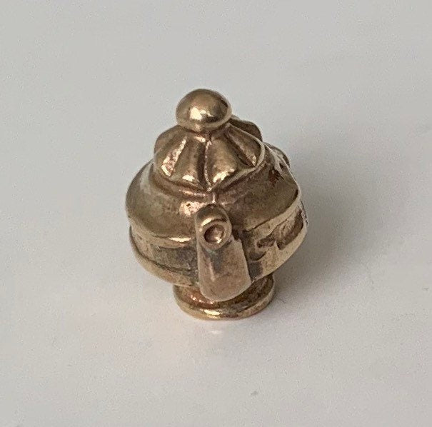 Encanto/colgante de tetera de oro amarillo macizo vintage de 9 quilates (3,00 g)