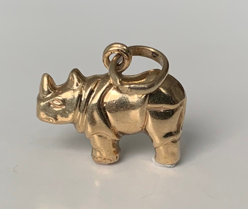 Encanto/colgante de rinoceronte de oro amarillo vintage de 9 quilates (0,83 g)