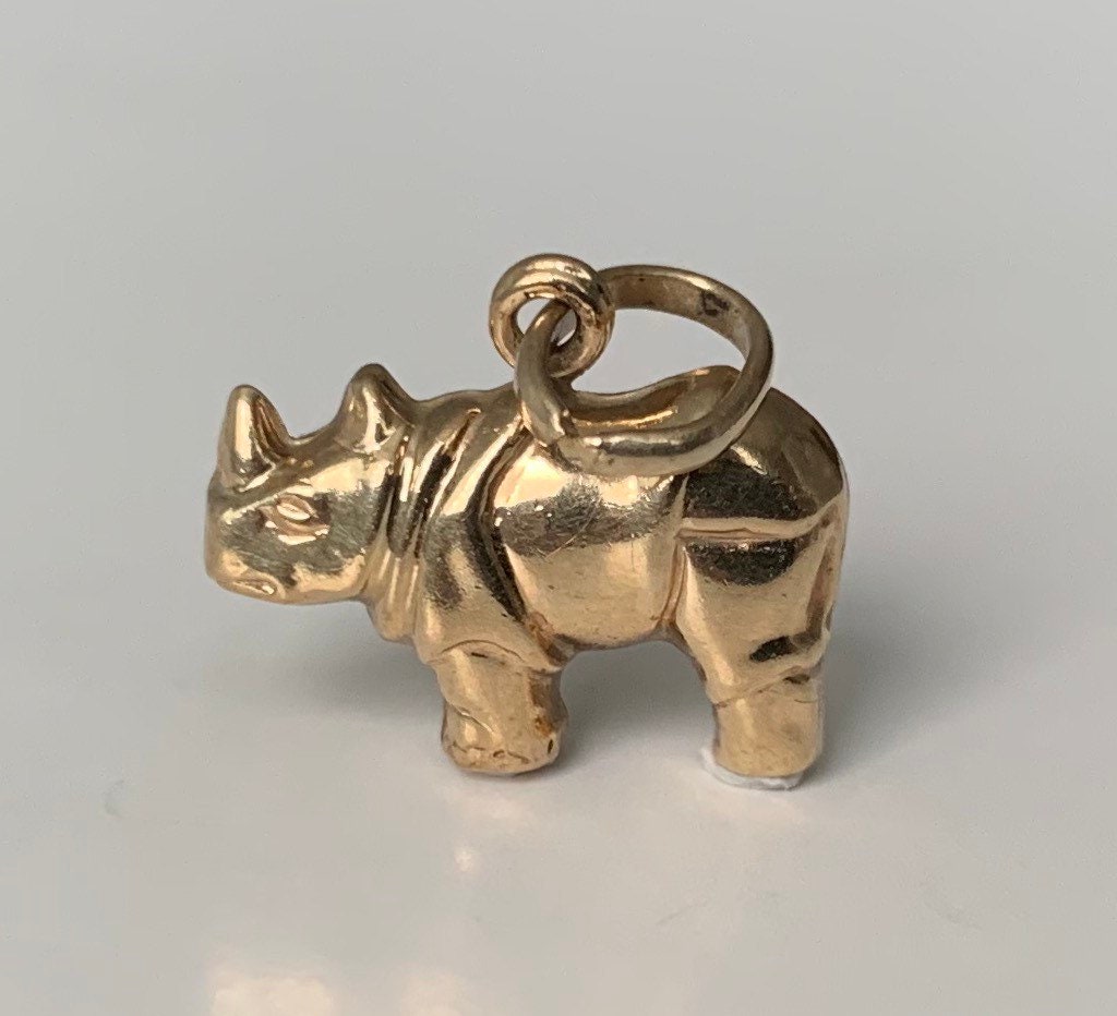 Encanto/colgante de rinoceronte de oro amarillo vintage de 9 quilates (0,83 g)