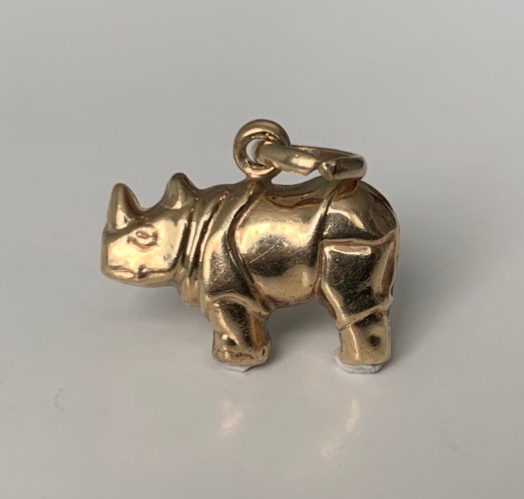 Encanto/colgante de rinoceronte de oro amarillo vintage de 9 quilates (0,83 g)
