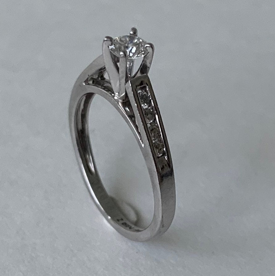 Vintage 0.48ctw Brilliant Cut Diamond Platinum Engagement Ring,3.12g,Size UK K,US 5 1/4