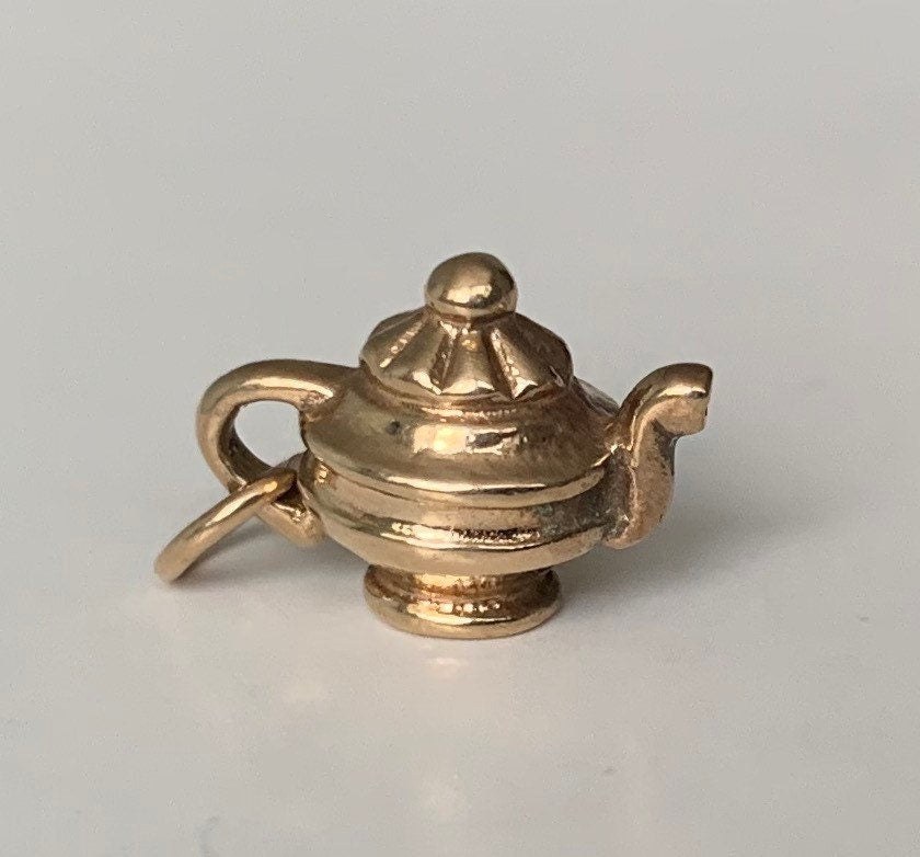 Encanto/colgante de tetera de oro amarillo macizo vintage de 9 quilates (3,00 g)