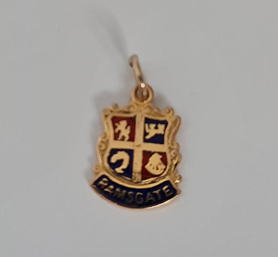 Colgante/dije del escudo Ramsgate de oro de 9 quilates