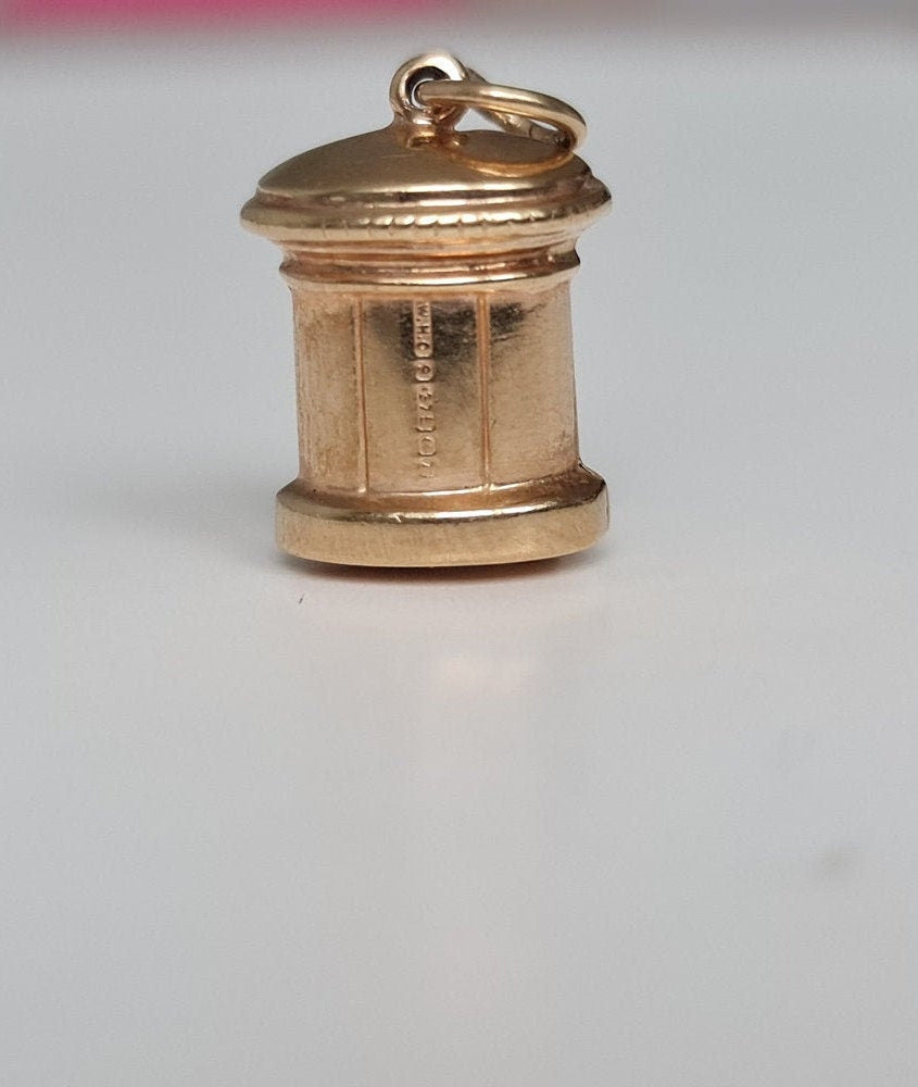 9ct Gold Post box Pendant Charm , Royal Mail