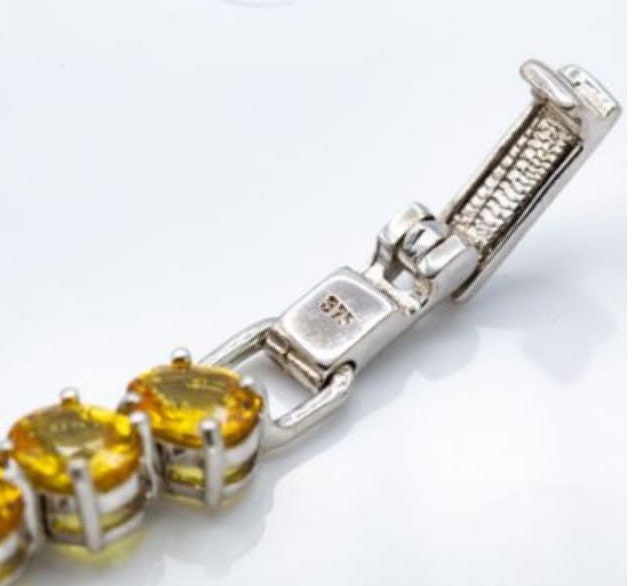 Pulsera vintage de zafiro amarillo de 14 qt en oro blanco de 9 qt, pulsera de tenis, piedra de nacimiento de septiembre, regalo de cumpleaños, regalo de Navidad