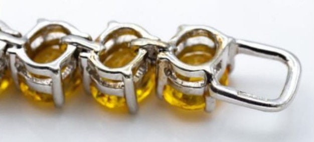 Pulsera vintage de zafiro amarillo de 14 qt en oro blanco de 9 qt, pulsera de tenis, piedra de nacimiento de septiembre, regalo de cumpleaños, regalo de Navidad