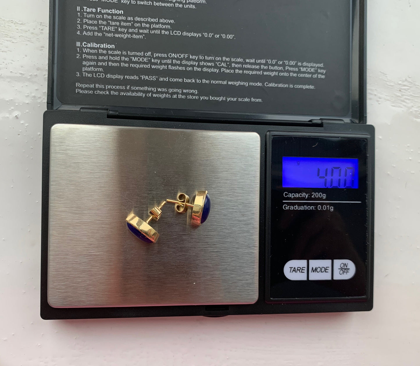 Pendientes vintage de oro amarillo de 18 quilates con lapislázuli