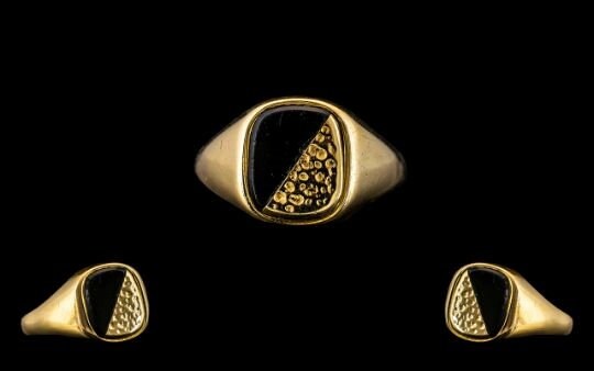 Anillo De Sello De Oro De 9 Quilates Con Onyx Gent Talla Y