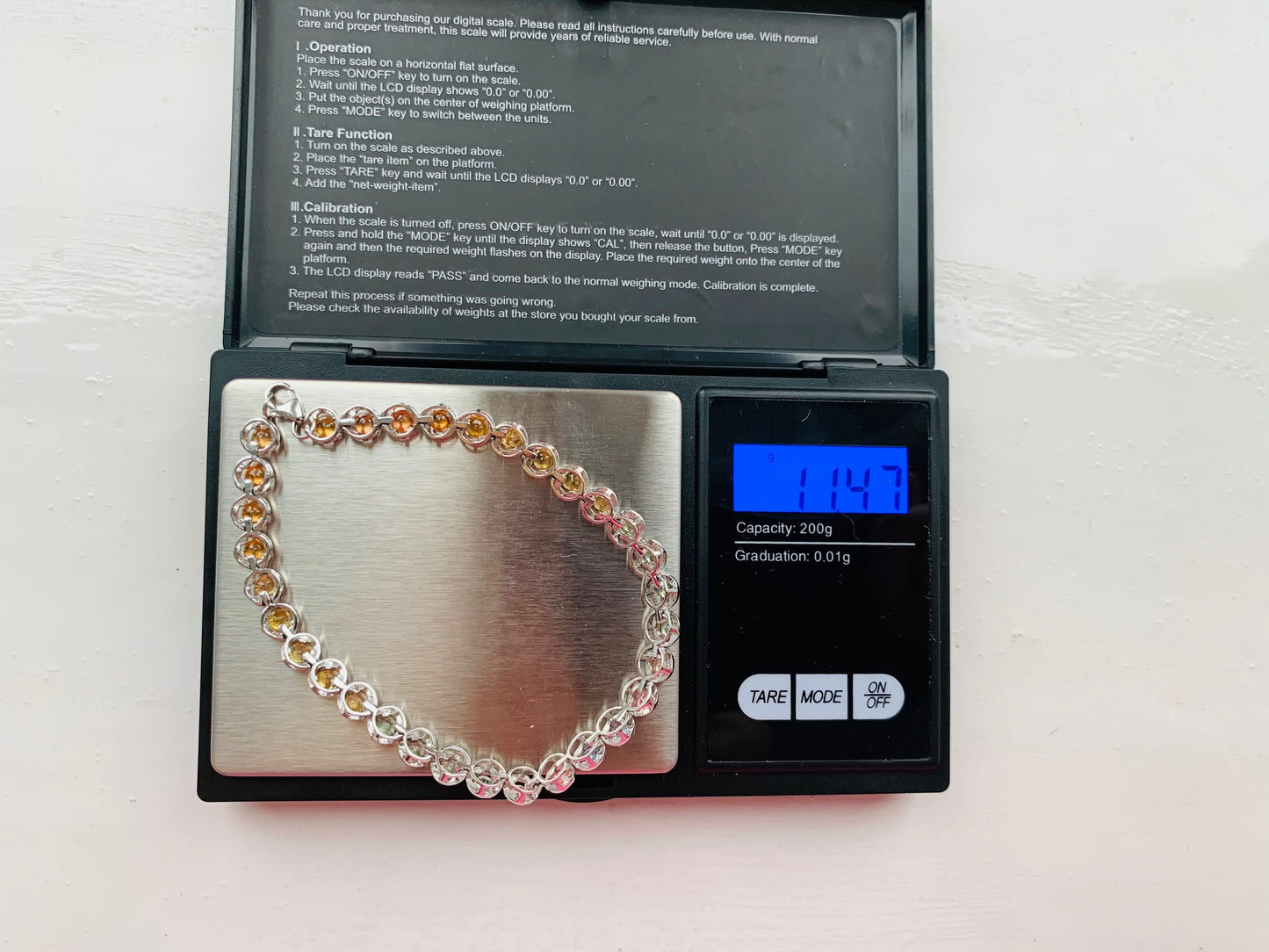 Vintage 7.8ct Fancy Color Zafiro en pulsera de oro blanco de 9K, pulsera de tenis, regalo de cumpleaños, regalo de Navidad