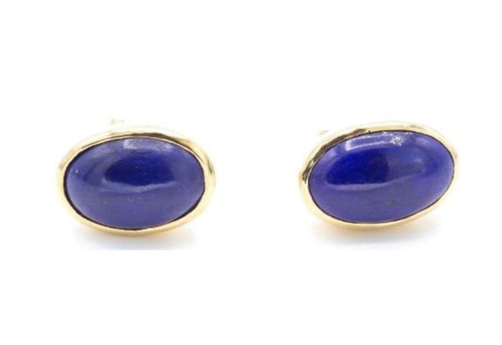 Pendientes vintage de oro amarillo de 18 quilates con lapislázuli
