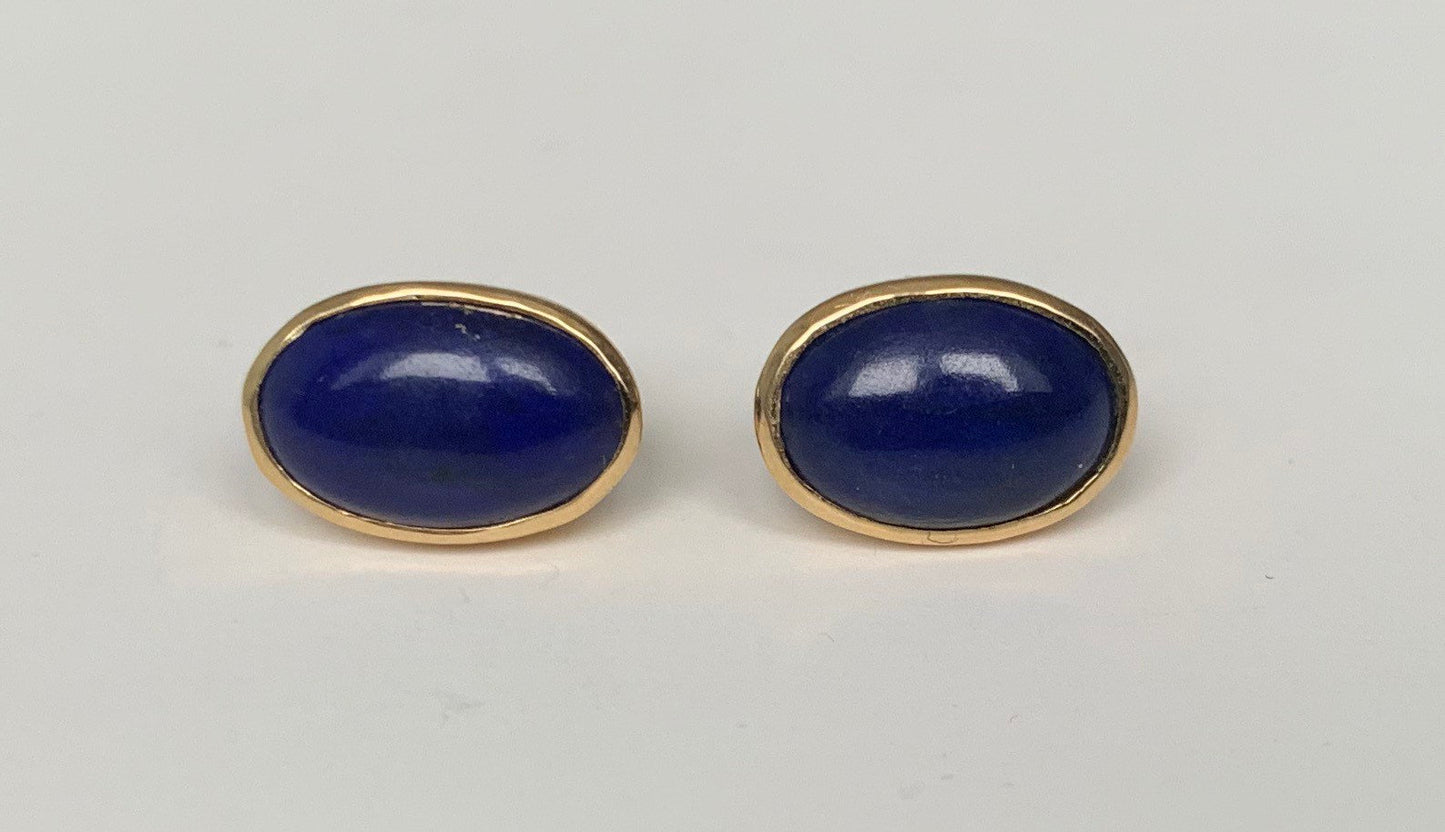 Pendientes vintage de oro amarillo de 18 quilates con lapislázuli