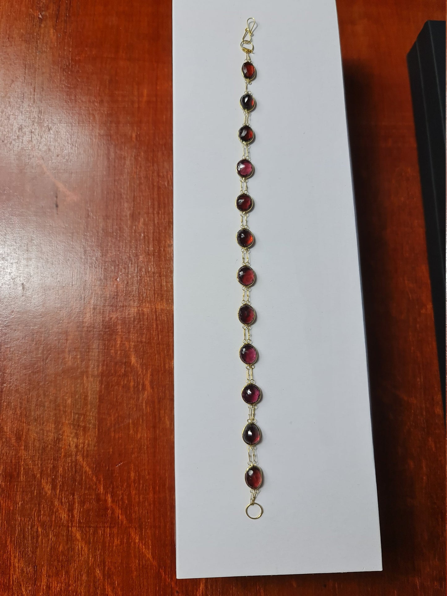 Pulsera de granate de oro de 14 quilates, regalo para ella, color rubí y naranja
