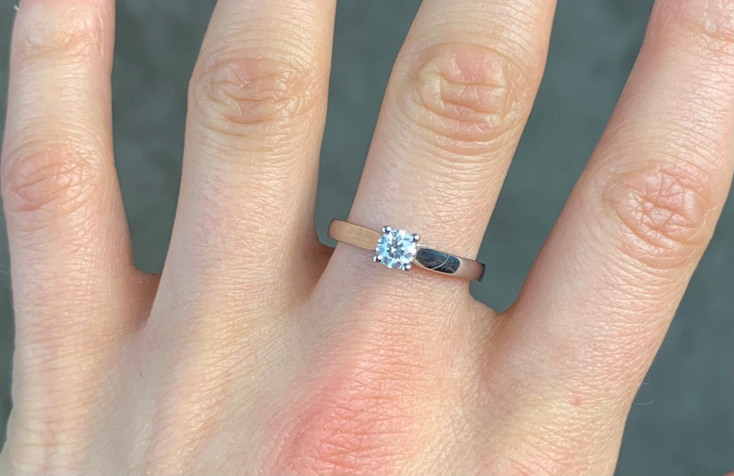 Hermoso anillo de diamante solitario de platino de 0,25 quilates, anillo de compromiso, anillo de aniversario, tamaño Reino Unido L, EE.UU. 5 3/4