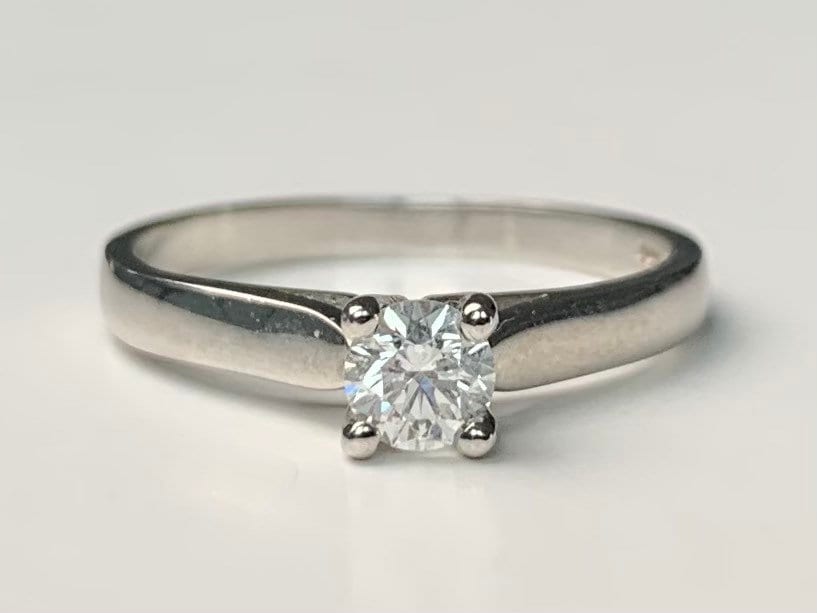 Hermoso anillo de diamante solitario de platino de 0,25 quilates, anillo de compromiso, anillo de aniversario, tamaño Reino Unido L, EE.UU. 5 3/4