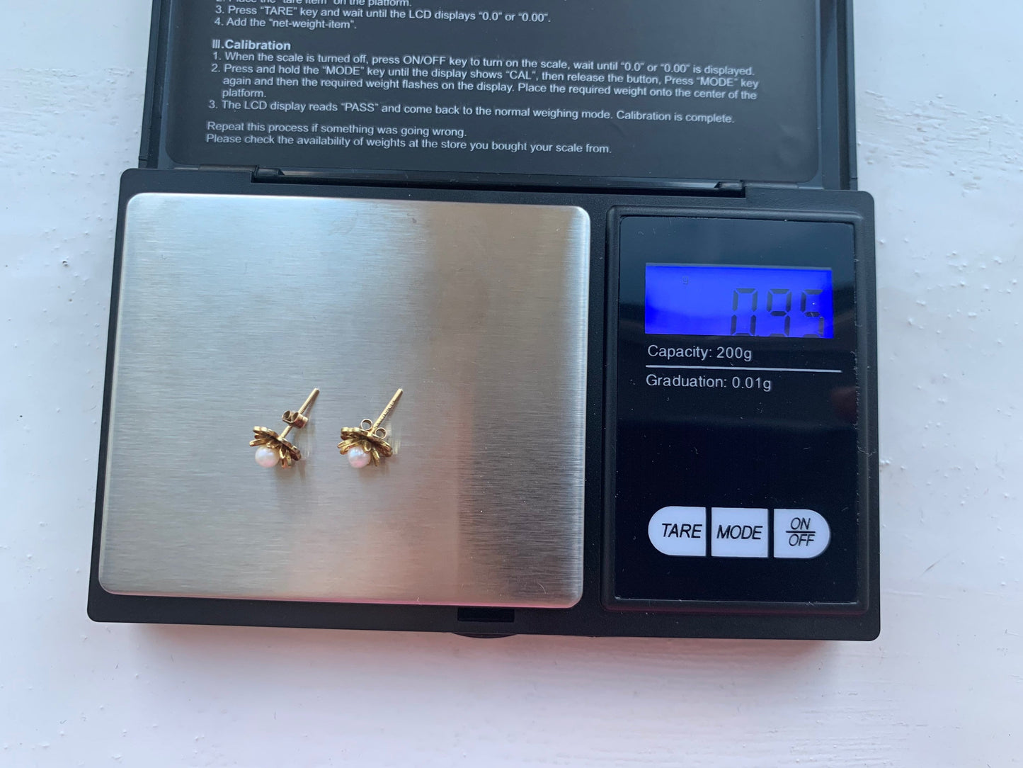 خمر 9ct الذهب الأصفر أقراط اللؤلؤ