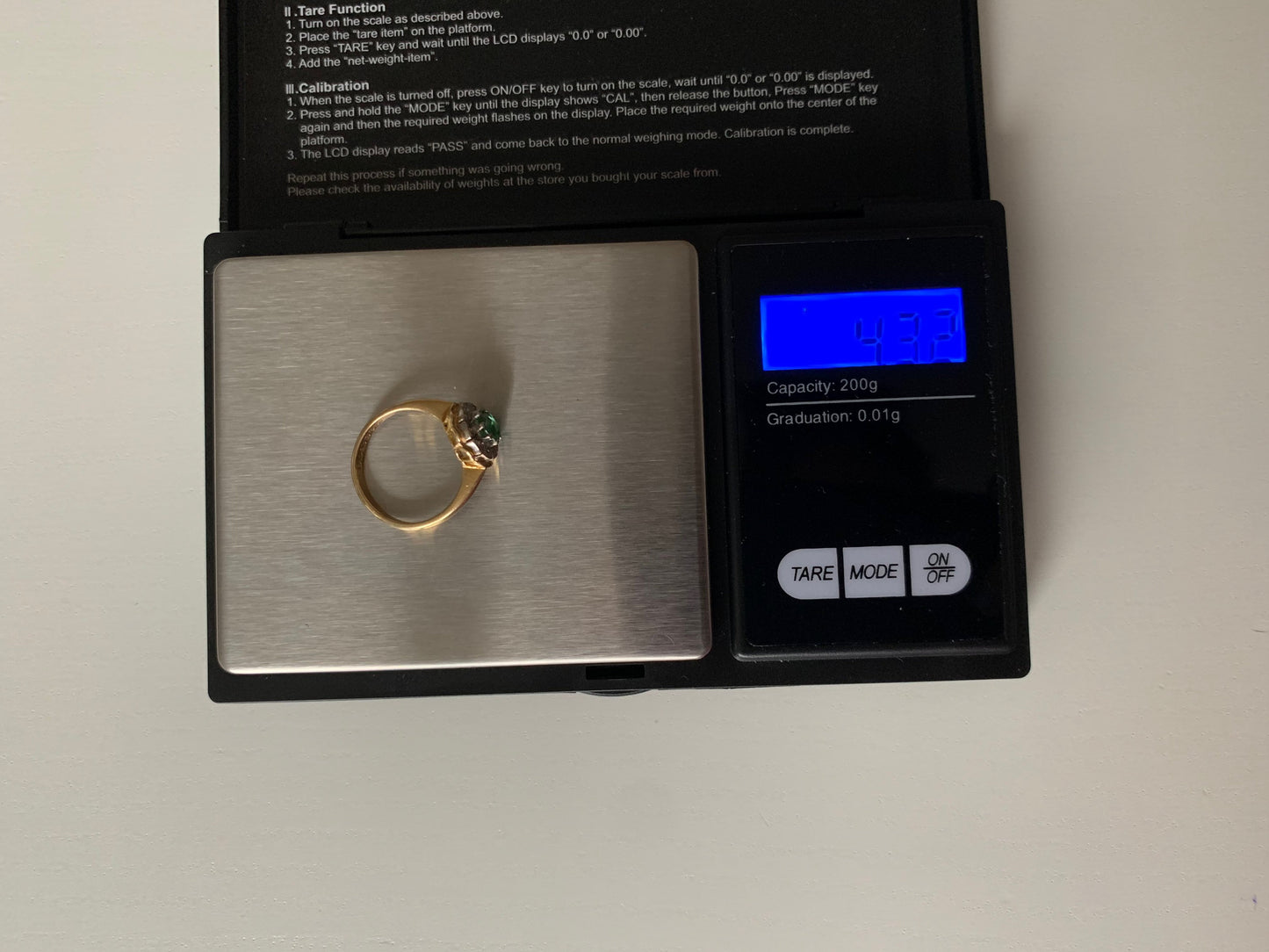 Vintage 18ct Gold Diamond & Synthetic Emerald Cluster Ring,Engagement Ring,Anniversary Ring,Size UK M,US 6 1/4