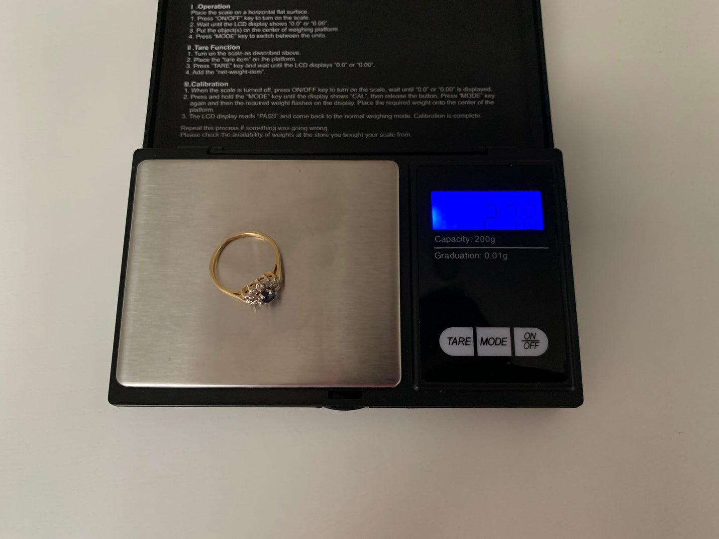 Vintage 0.34ct Sapphire and Diamond 18ct Gold Cluster Ring,Size UK M 1/2,US 6 1/2