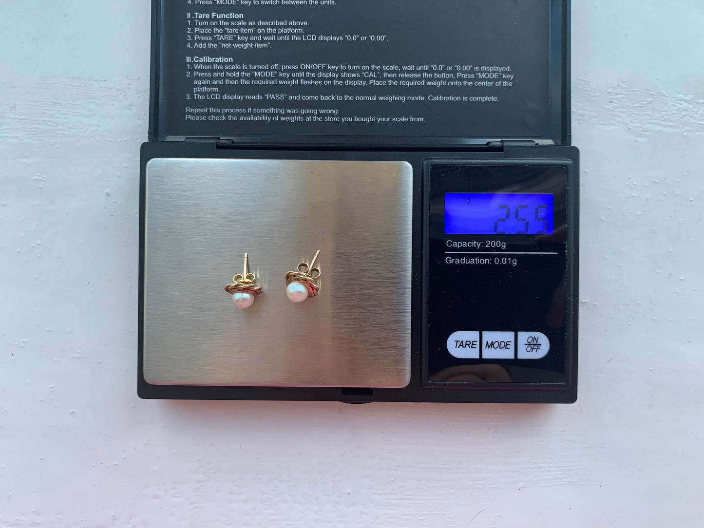 خمر 9ct الذهب الأصفر أقراط اللؤلؤ
