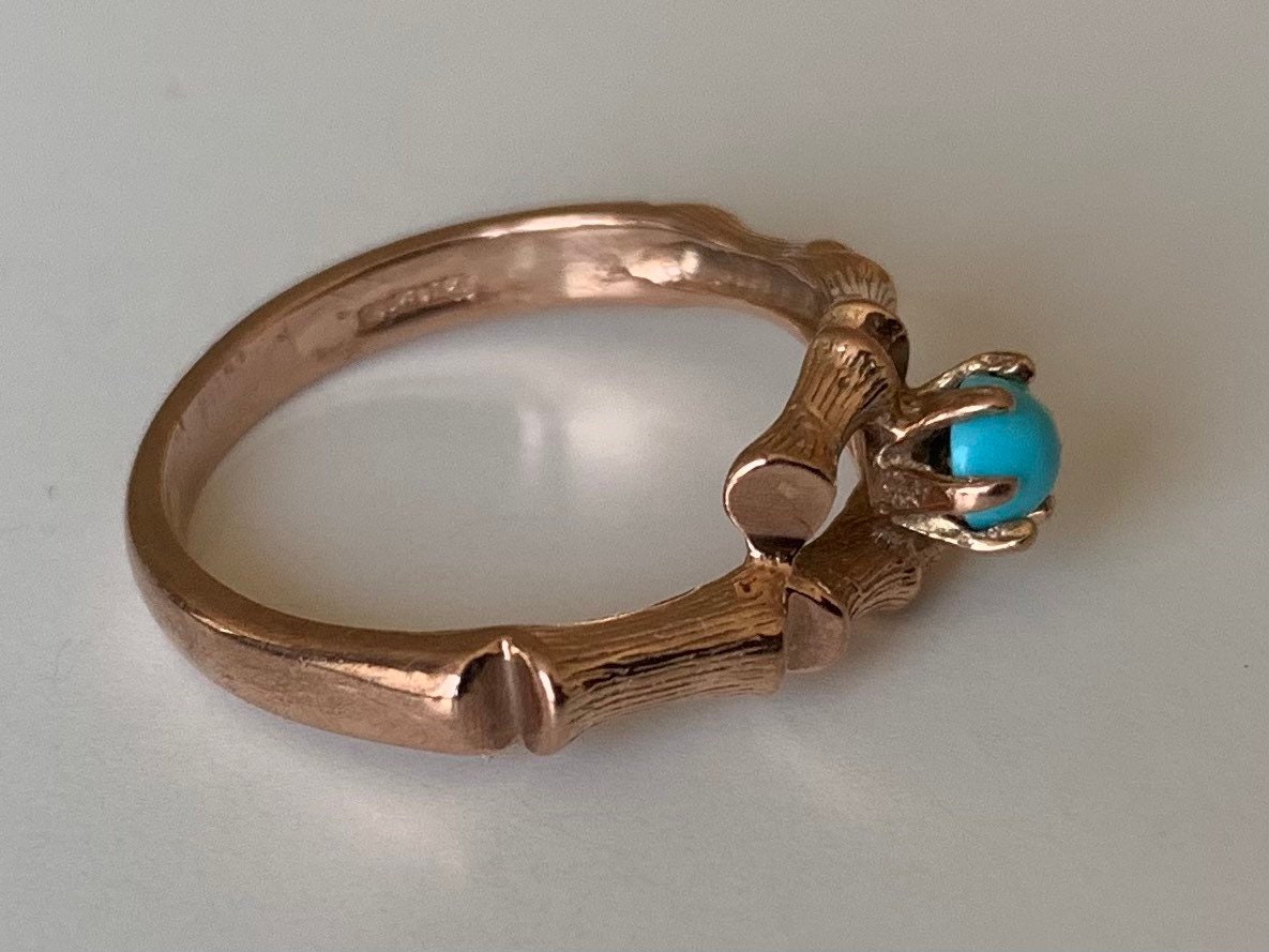 Vintage 9ct Rose Gold Turquoise Ring, Size UK K 1/2, 5 1/2