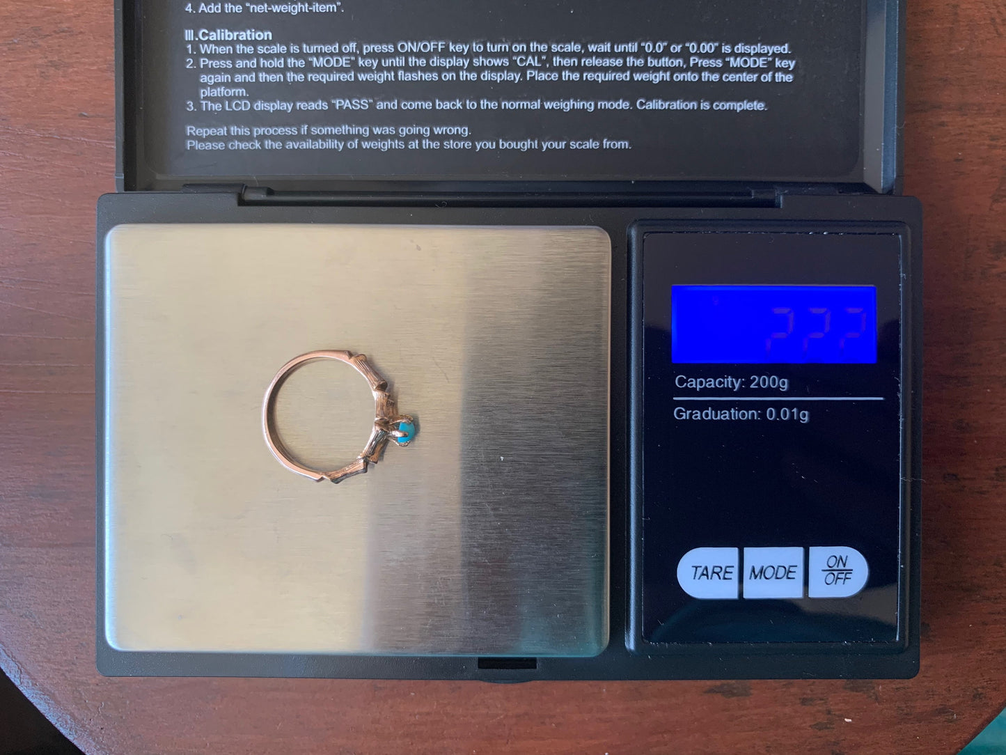 Vintage 9ct Rose Gold Turquoise Ring, Size UK K 1/2, 5 1/2
