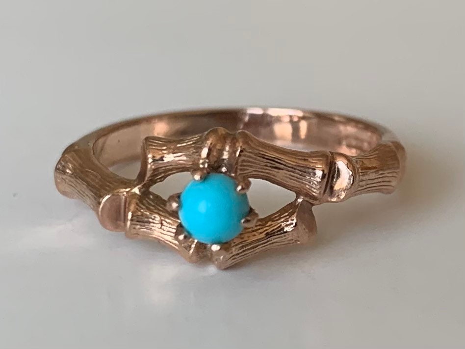Vintage 9ct Rose Gold Turquoise Ring, Size UK K 1/2, 5 1/2