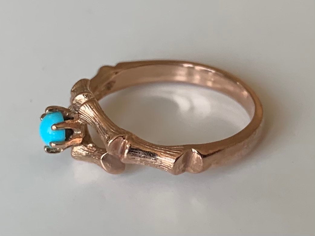 Vintage 9ct Rose Gold Turquoise Ring, Size UK K 1/2, 5 1/2