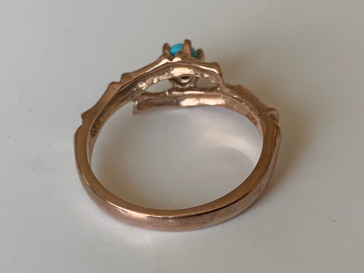 Vintage 9ct Rose Gold Turquoise Ring, Size UK K 1/2, 5 1/2