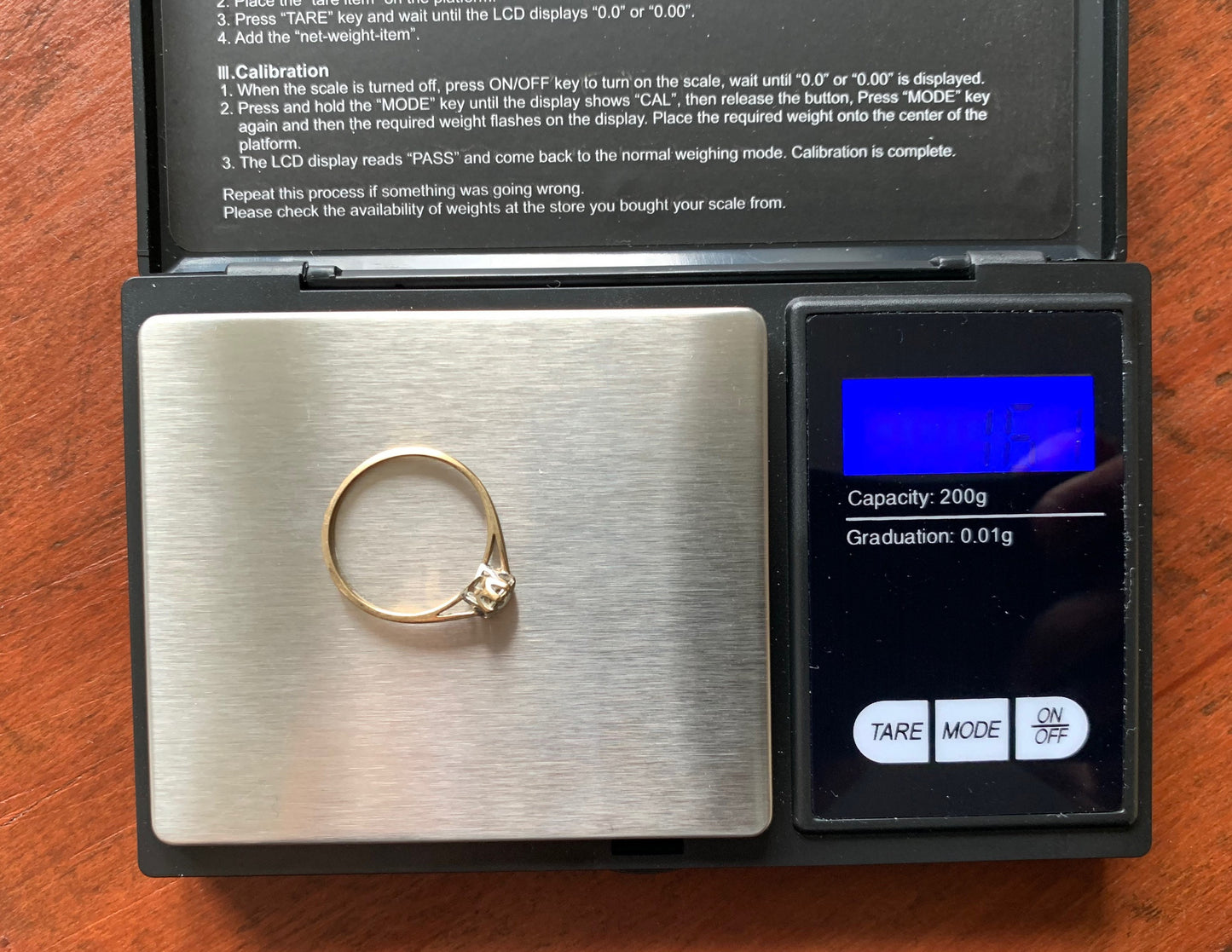 Anillo de diamantes solitario vintage en oro amarillo de 9 qt, Reino Unido Q 1/2, EE.UU. 8 1/4