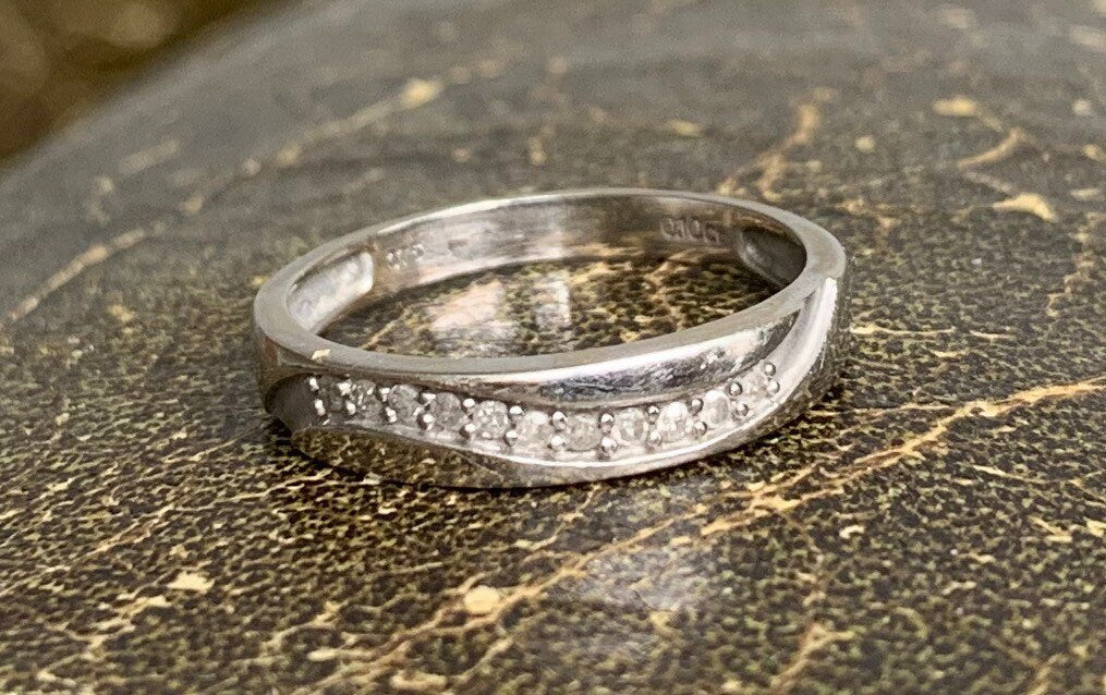 Vintage 0.10ct Diamond 9ct White Gold Half Eternity Ring, Size UK P, US 7 1/2