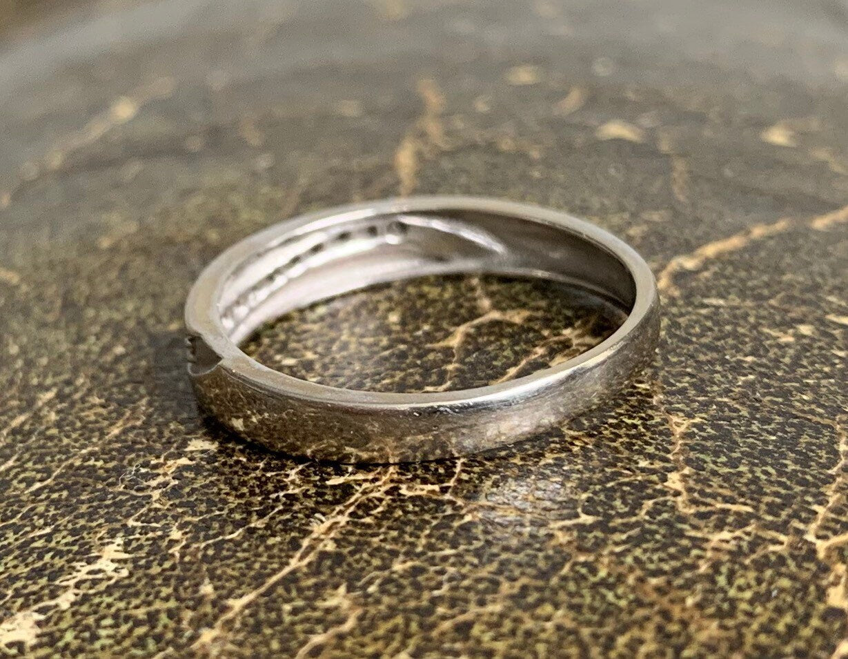 Vintage 0.10ct Diamond 9ct White Gold Half Eternity Ring, Size UK P, US 7 1/2