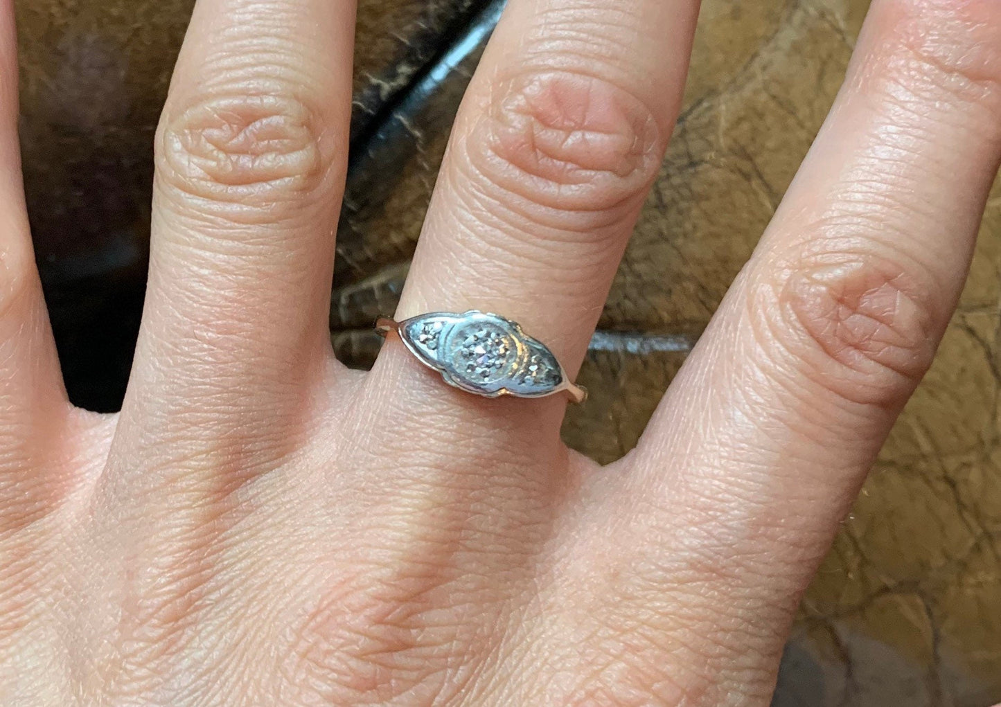 Vintage 0.05ct Diamond 18ct & Platinum Ring, Size UK I 1/2, US 4 1/2
