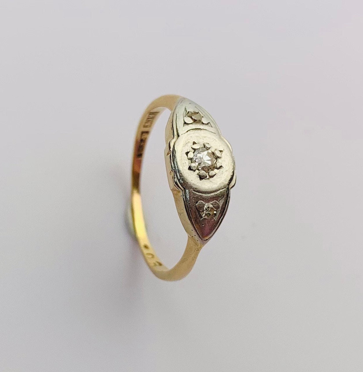 Vintage 0.05ct Diamond 18ct & Platinum Ring, Size UK I 1/2, US 4 1/2