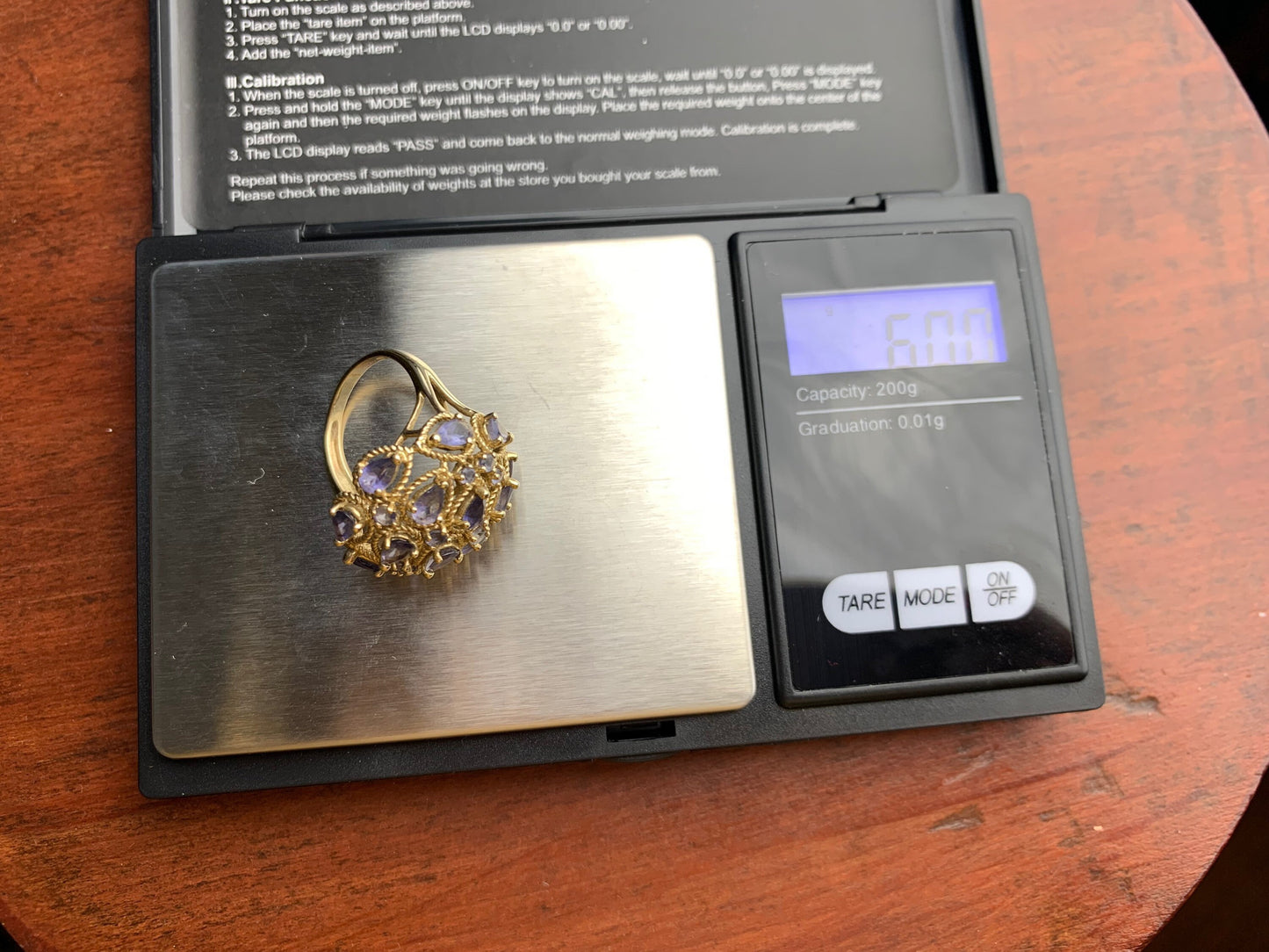 Vintage 3.58ct Tanzanite set in 9ct Yellow Gold Ring, Size UK O 1/2, US 7 1/2