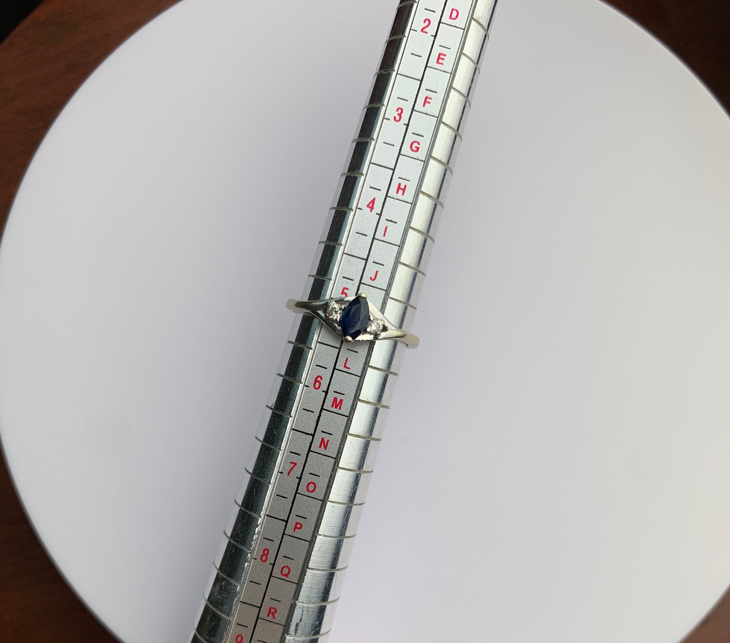 Vintage 0.35ct Sapphire and Diamond set in 9ct White Gold, size UK K, US 5 1/4