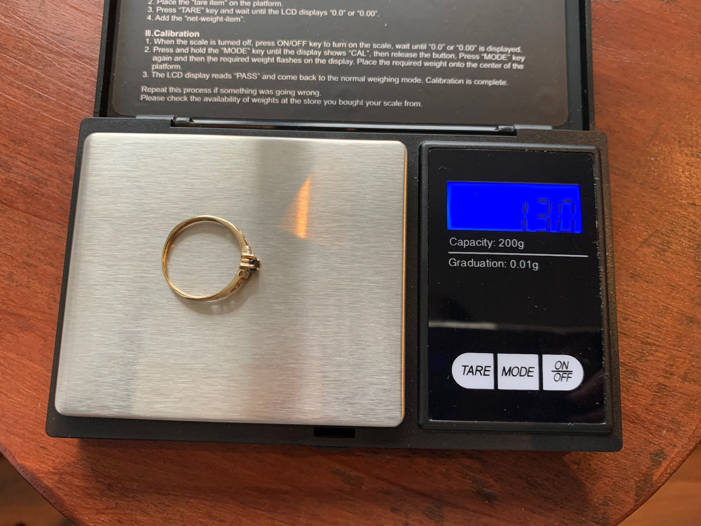 Vintage est. 0.30ct Sapphire and Diamond Ring set in 9ct Yellow Gold, size UK N, 6 3/4