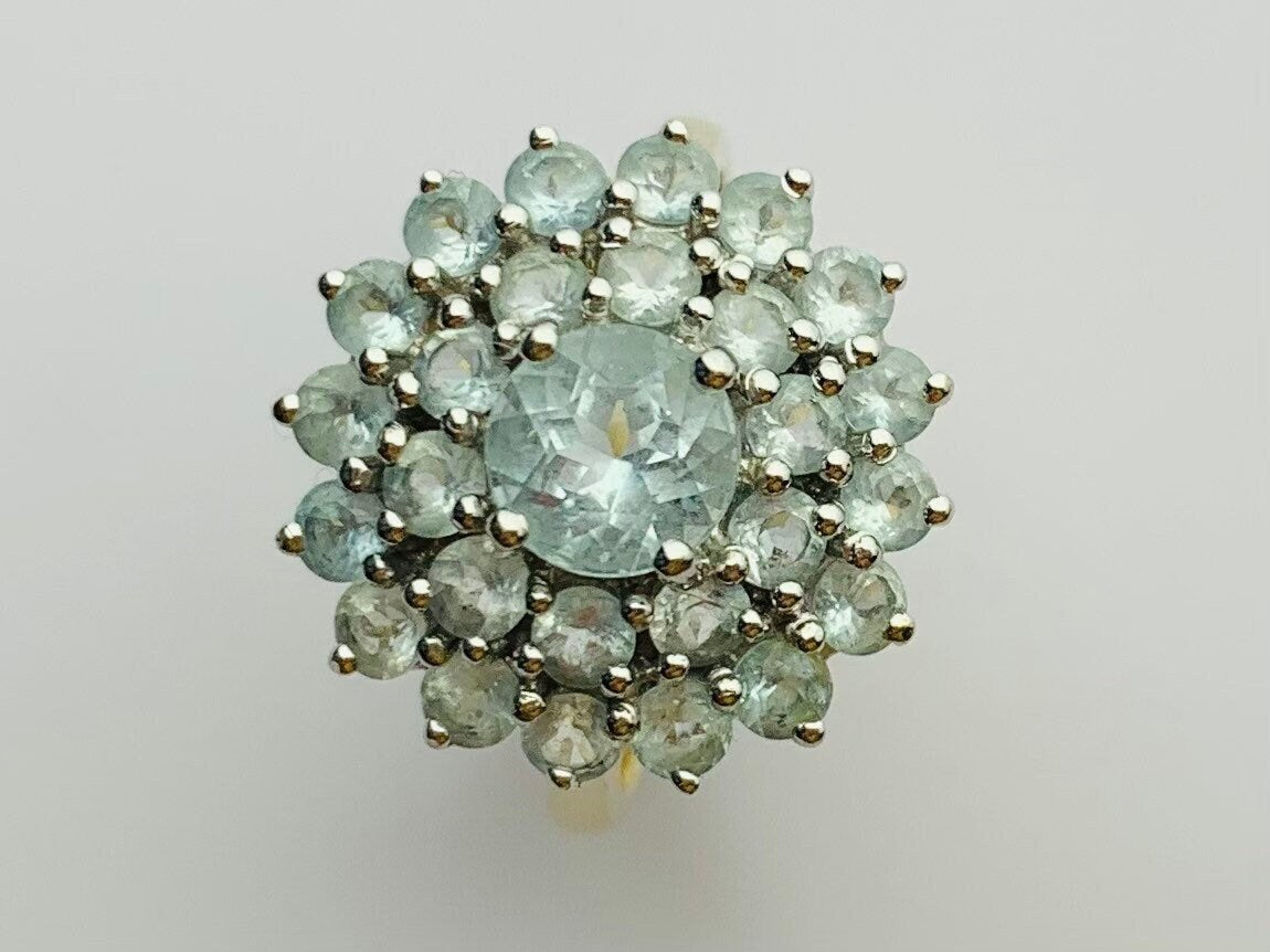 Vintage 3.46ct Pastel Blue Topaz set in 9ct Gold Ring, Size UK O, US 7 1/4