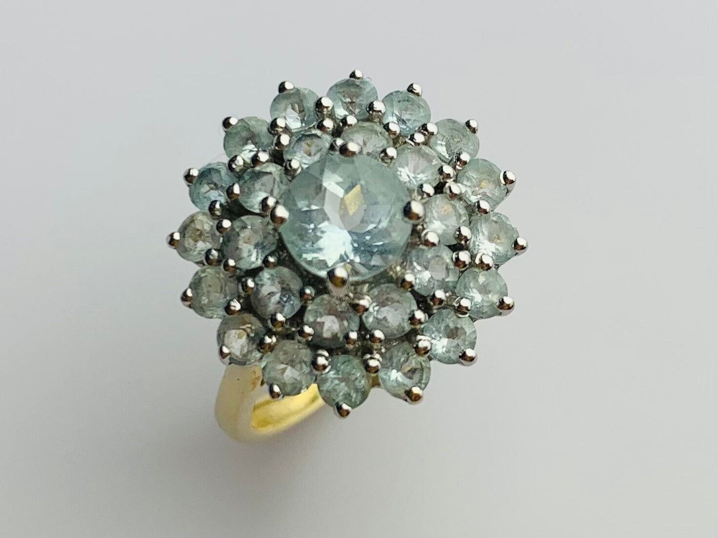 Vintage 3.46ct Pastel Blue Topaz set in 9ct Gold Ring, Size UK O, US 7 1/4