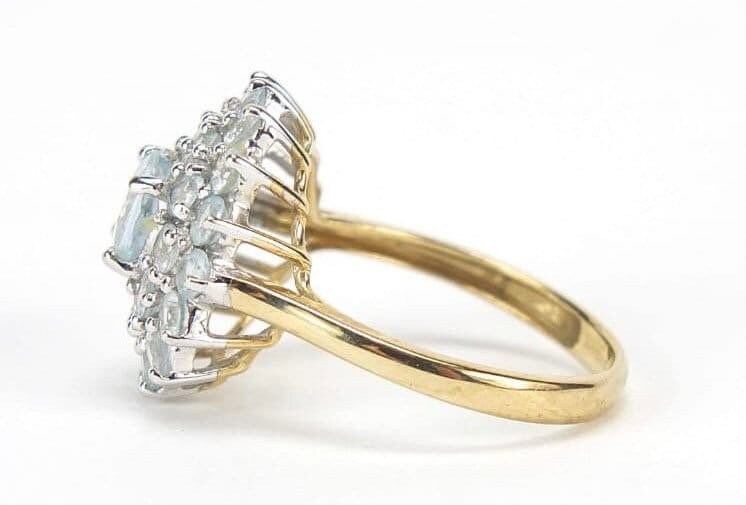 Vintage 3.46ct Pastel Blue Topaz set in 9ct Gold Ring, Size UK O, US 7 1/4