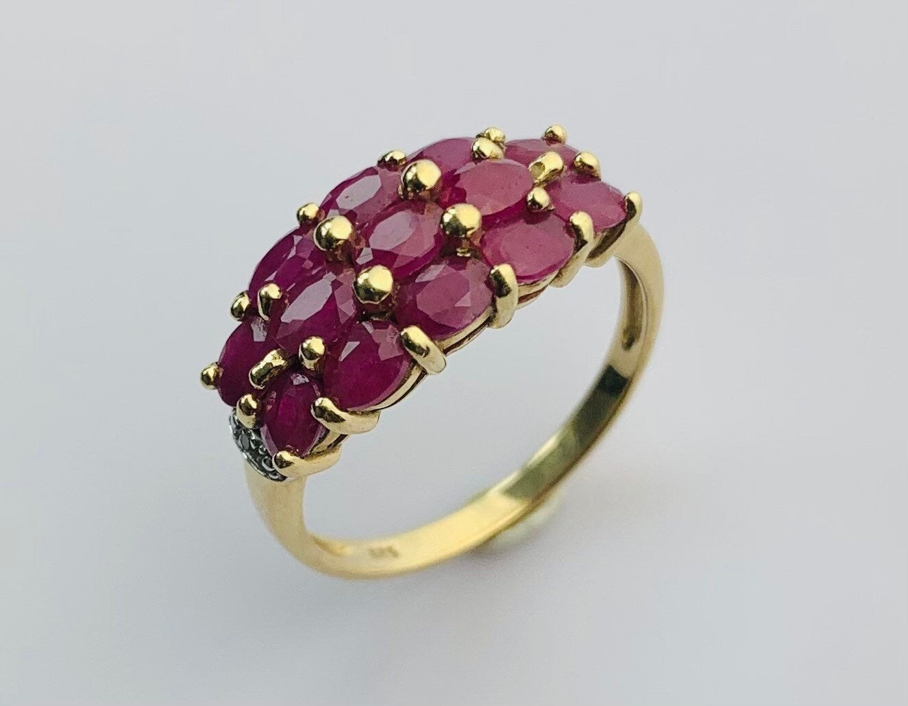 Vintage 3.9ct Oval Ruby & Diamond 9ct Yellow Gold Ring, Size UK P 1/2, US 8