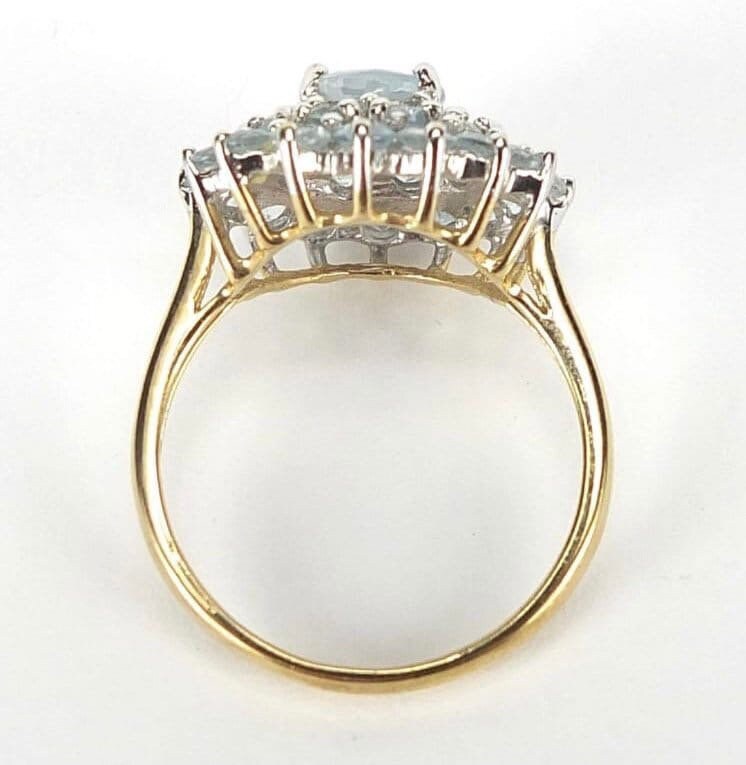 Vintage 3.46ct Pastel Blue Topaz set in 9ct Gold Ring, Size UK O, US 7 1/4