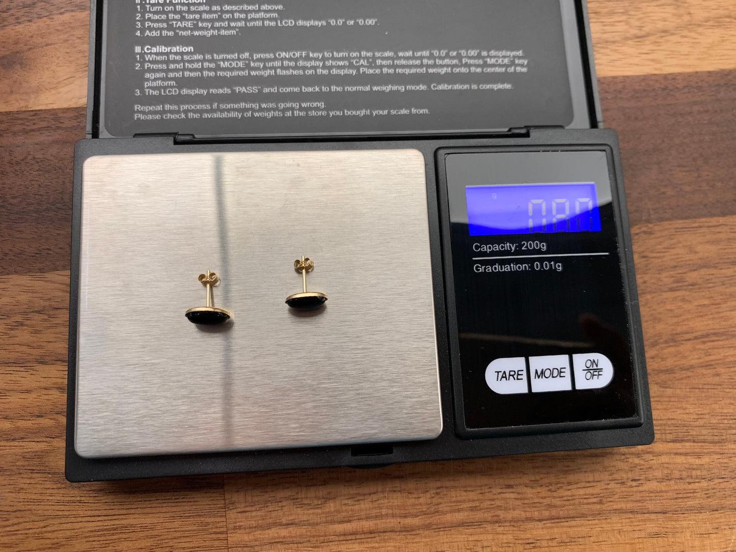 خمر الجزع الأسود 9ct أقراط الذهب