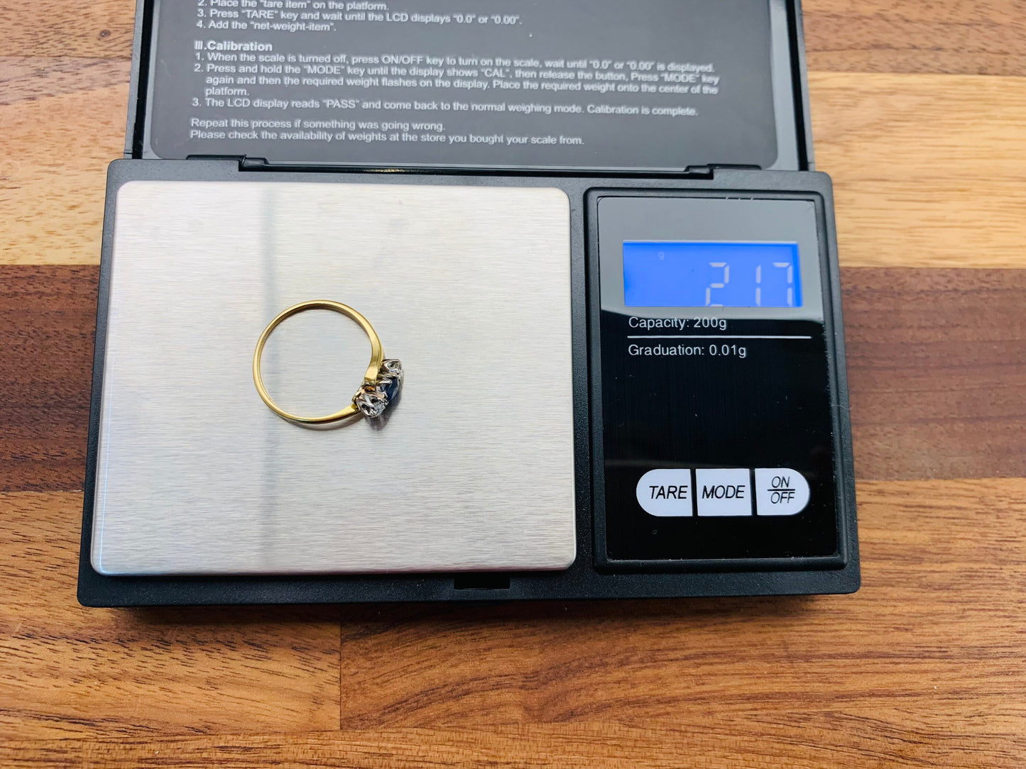 Vintage 0.34ct Blue Sapphire and 0.20ct Diamond 18ct Gold Ring, Size UK Q1/2, US 8 1/4