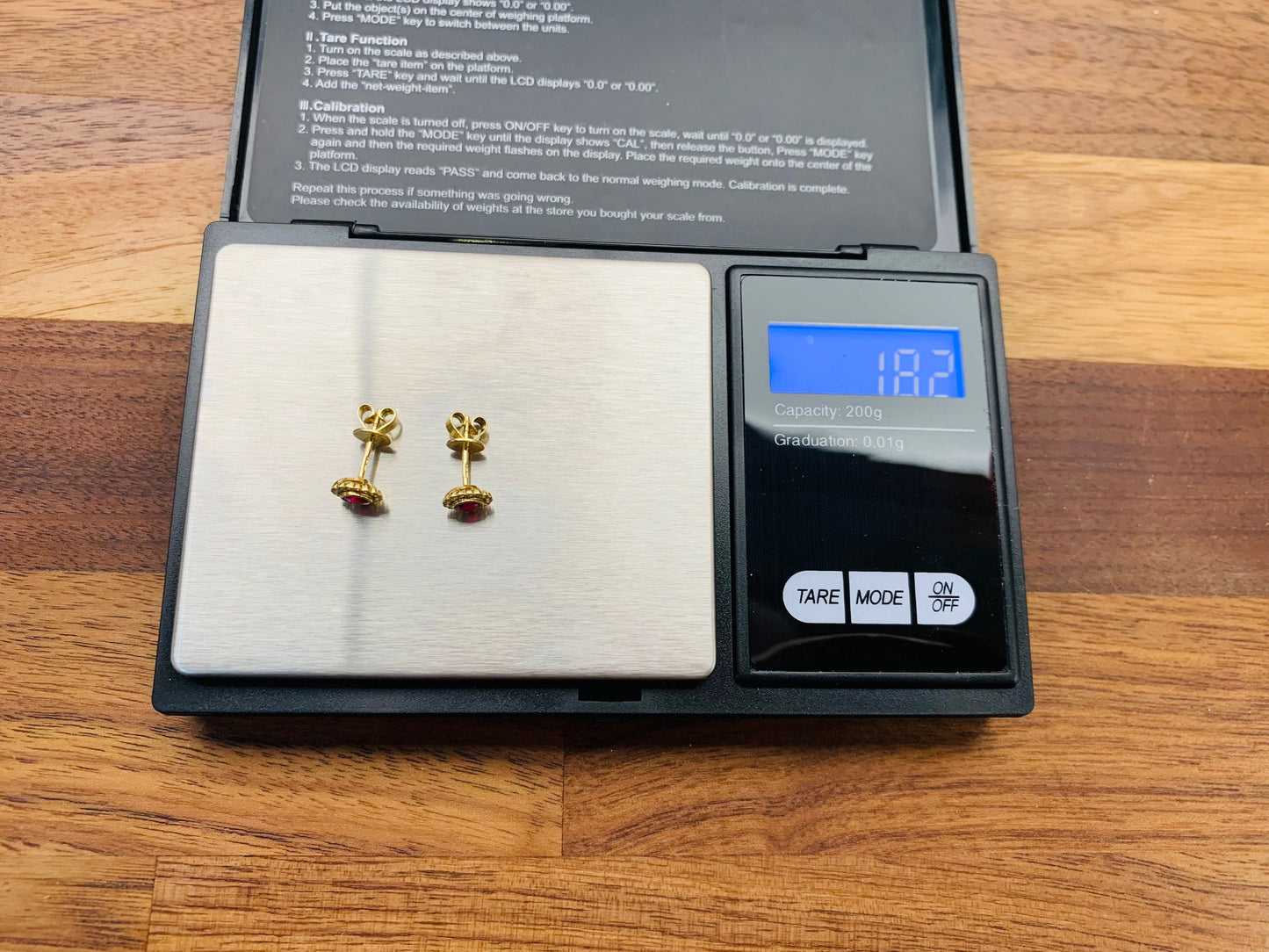 Vintage 0.48ct Ruby and Diamond Stud Earrings set in 18ct Yellow Gold